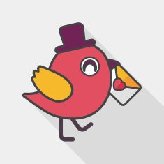 Valentine's Day lover bird flat icon with long shadow eps10 N25