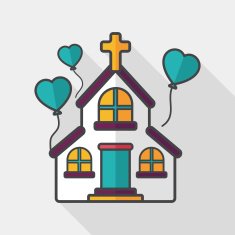 wedding church flat icon with long shadow eps10 N10