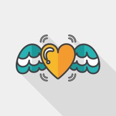 Valentine's Day love heart flat icon with long shadow eps10 N14