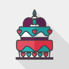 Valentine's Day cake flat icon with long shadow eps10 N9