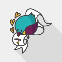 Valentine's Day lover bird flat icon with long shadow eps10 N26