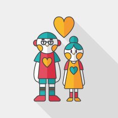 Valentine's day couple flat icon with long shadow eps10 N28