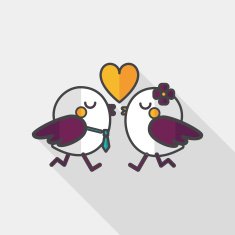 Valentine's Day lover bird flat icon with long shadow eps10 N28