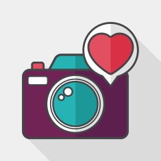 Valentine's Day photo camera flat icon with long shadow eps10 N5