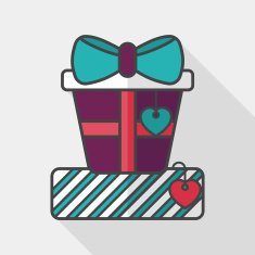 Valentine's Day present flat icon with long shadow eps10 N22