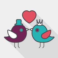 Valentine's Day lover bird flat icon with long shadow eps10 N29