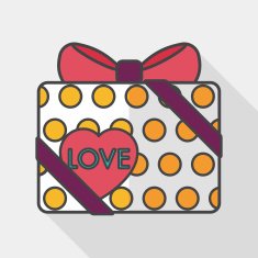 Valentine's Day present flat icon with long shadow eps10 N23