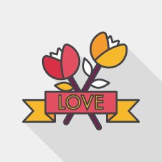 Valentine's Day flower flat icon with long shadow eps10 N15