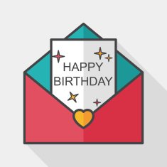 Happy birthday card flat icon with long shadow eps10 N15