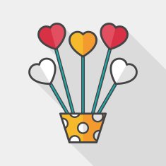 heart flower flat icon with long shadow eps10 N5
