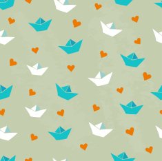 Seamless pattern made of hearts and paper ships N2