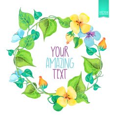 Watercolor floral wreaths with colorful summer flowers