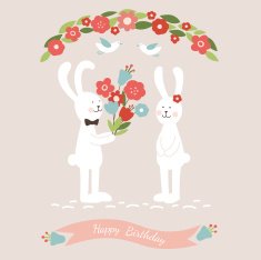 Vector card - Cute rabbits