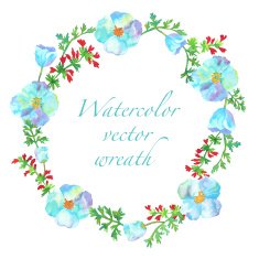 Vector watercolor floral wreath N3