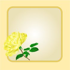 Golden frame with yellow rose vector