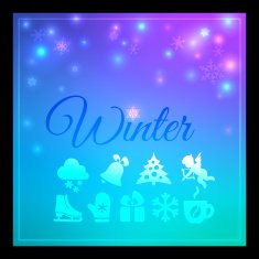 Set of colorful seasons backgound with icons