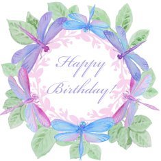 Watercolor vector frame with dragonflies and leaves N2