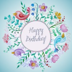 Beautiful greeting card with flowers and birds N5