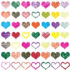 Hand drawn vector heart set N7
