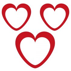 three banners in the shape of heart