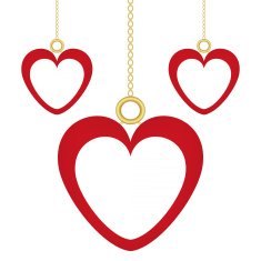 three banners in the shape of heart N2