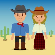 Characters man and woman in the Wild West N2