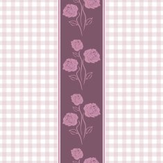 Seamless checkered background with purple stylized roses