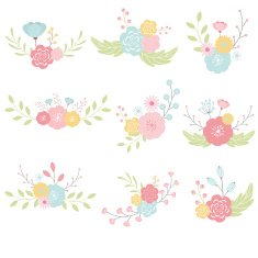 Vector set with vintage flowers N3
