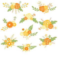 Vector set with vintage flowers N4