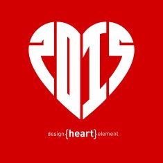vector heart with new year date