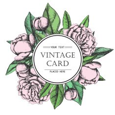 Vintage elegant card with peony flowers N3