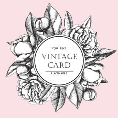 Vintage elegant card with peony flowers N4