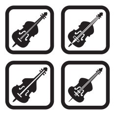 Contrabass or double bass icon in four variations