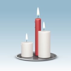Candles on the Metal Candlesticks Trays