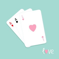 Three poker playing card with ace of spade diamond and