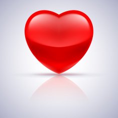 Glossy red heart on grey