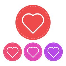 Heart modern minimal flat icon set