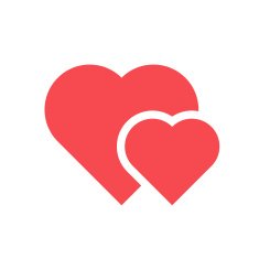 Two hearts vector icon modern minimal flat design love symbol