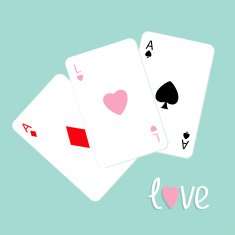 Poker playing card combination ace spade diamond heart Flat