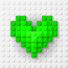Green heart made of construction kit N2