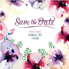 Vector invitation card with watercolor elements Wedding collec