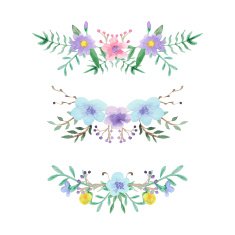 Watercolor floral border set