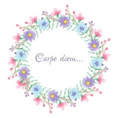 Floral temlate with carpe diem script N2
