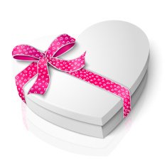 Vector realistic blank heart shape box with pink and white N2