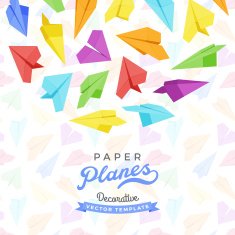 Vector decorating design made of paper planes N3