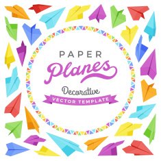 Vector decorating design made of paper planes N5