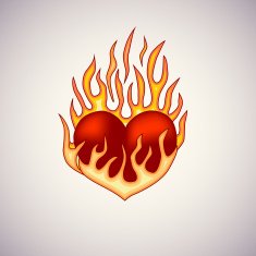 Red heart on fire tattoo N2