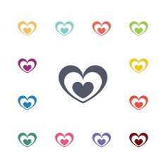 heart flat icons set