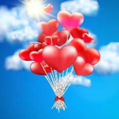 Heart-shaped baloon in the sky EPS 10 N3