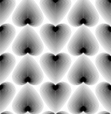 Art continuous geometric background with graphic lines and romantic hearts N2